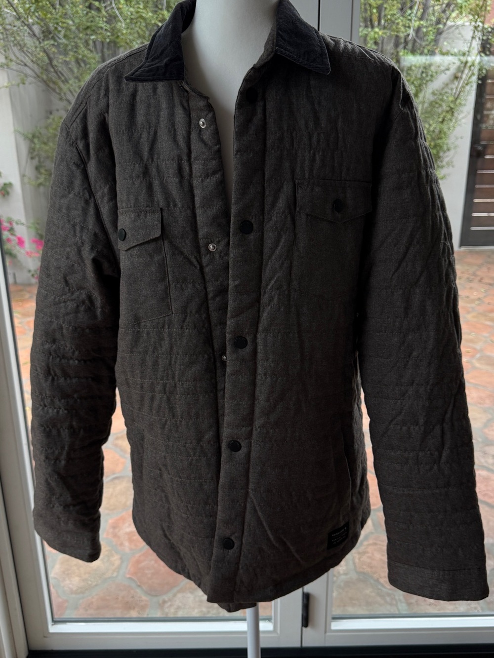 Men's Quilted Jacket w/ corduroy collar gray
